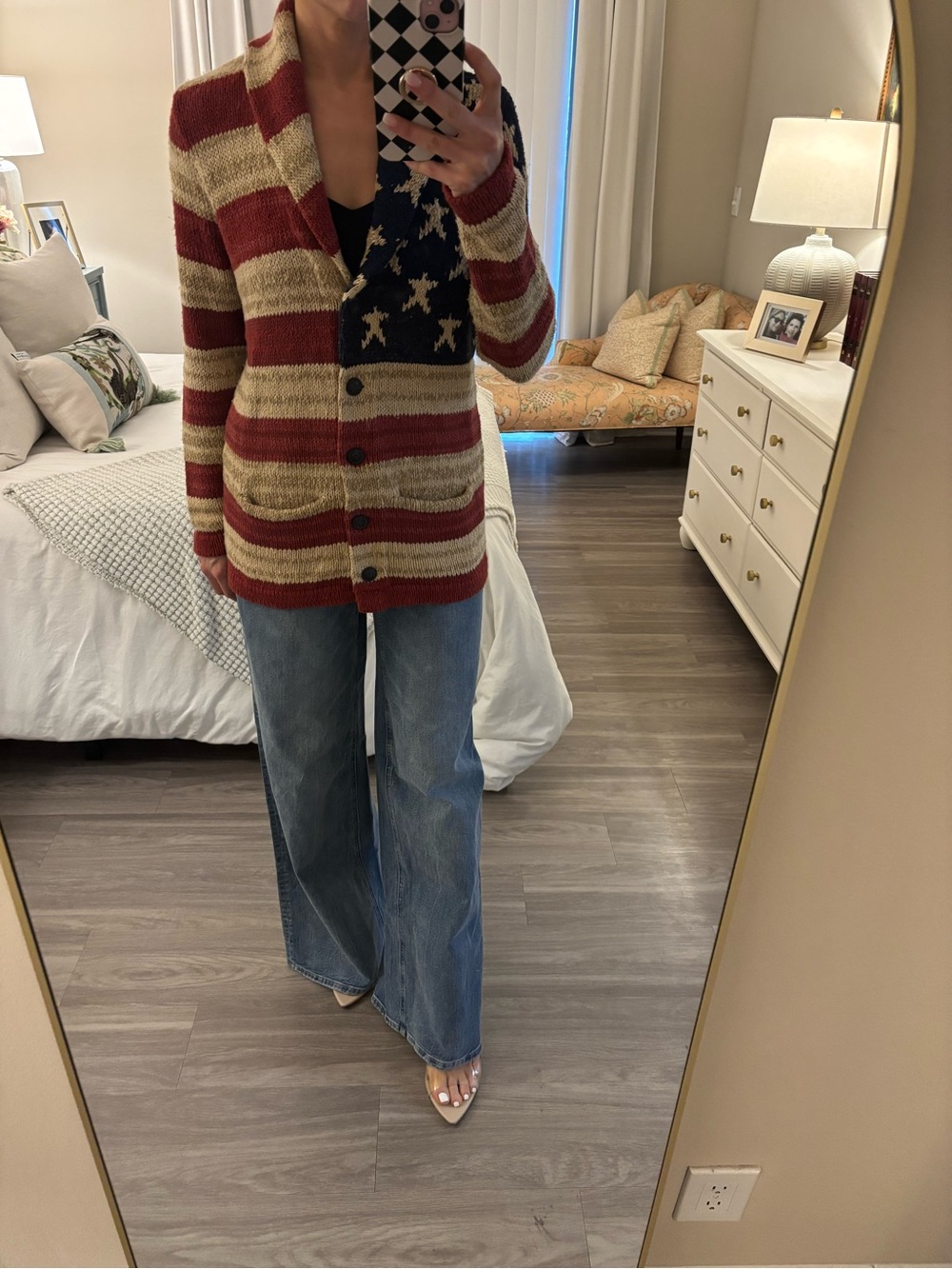 ✨ Polo Ralph Lauren Iconic American Flag Shawl Collar Cardigan — Size S ✨ - Picture 2 of 6